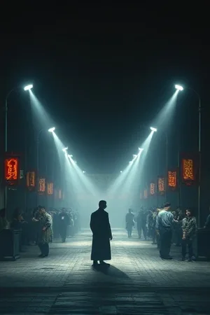 夜雨中的港口灯塔与旧船票特写，主推悬疑剧集封面